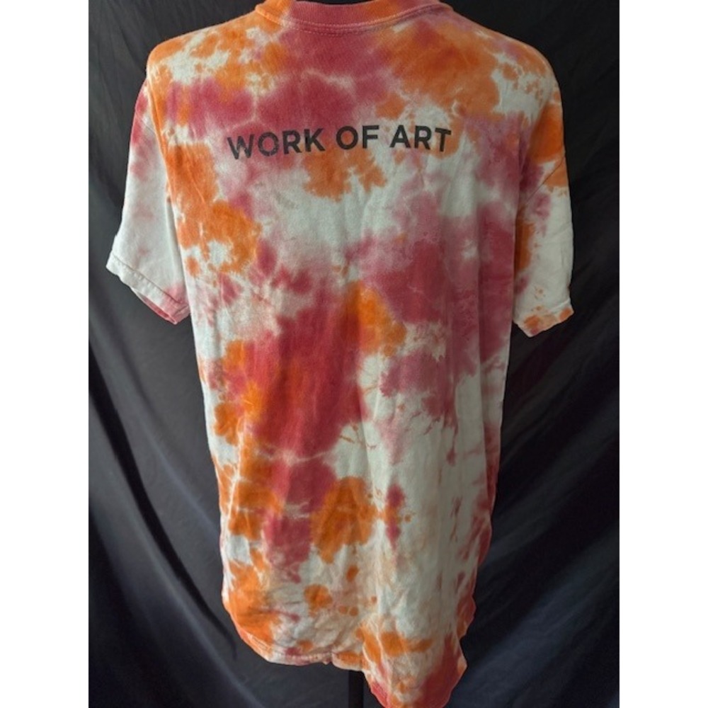 Artistry Work Of Art Tie Dye Graphic T-Shirt Orange Pink Mens Medium